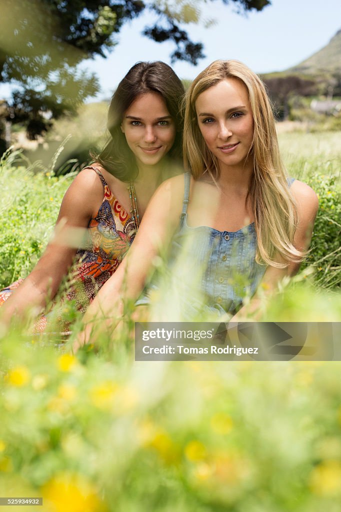 Portrait of young women relaxing at summer