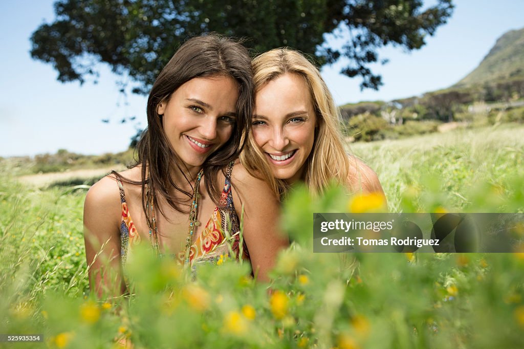 Portrait of young women relaxing at summer