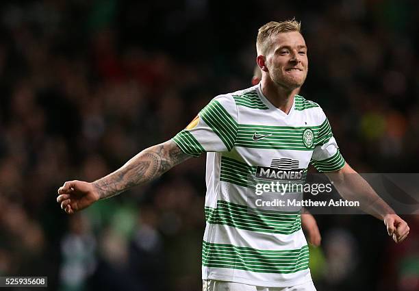 John Guidetti of Celtic celebrates after scoring the equaliser to make it 3-3