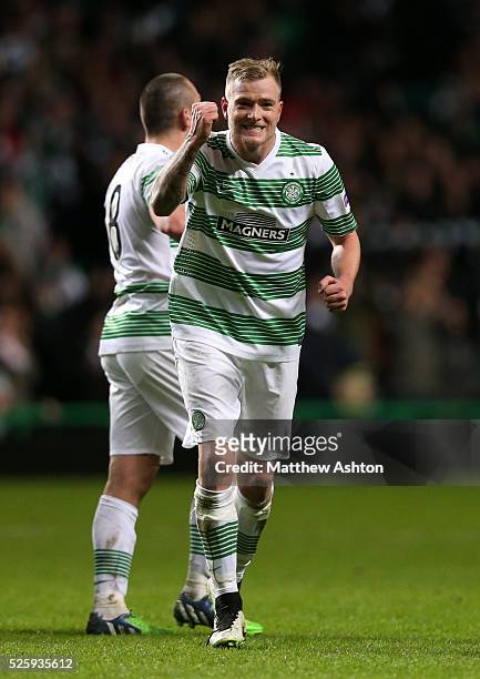 John Guidetti of Celtic celebrates after scoring the equaliser to make it 3-3