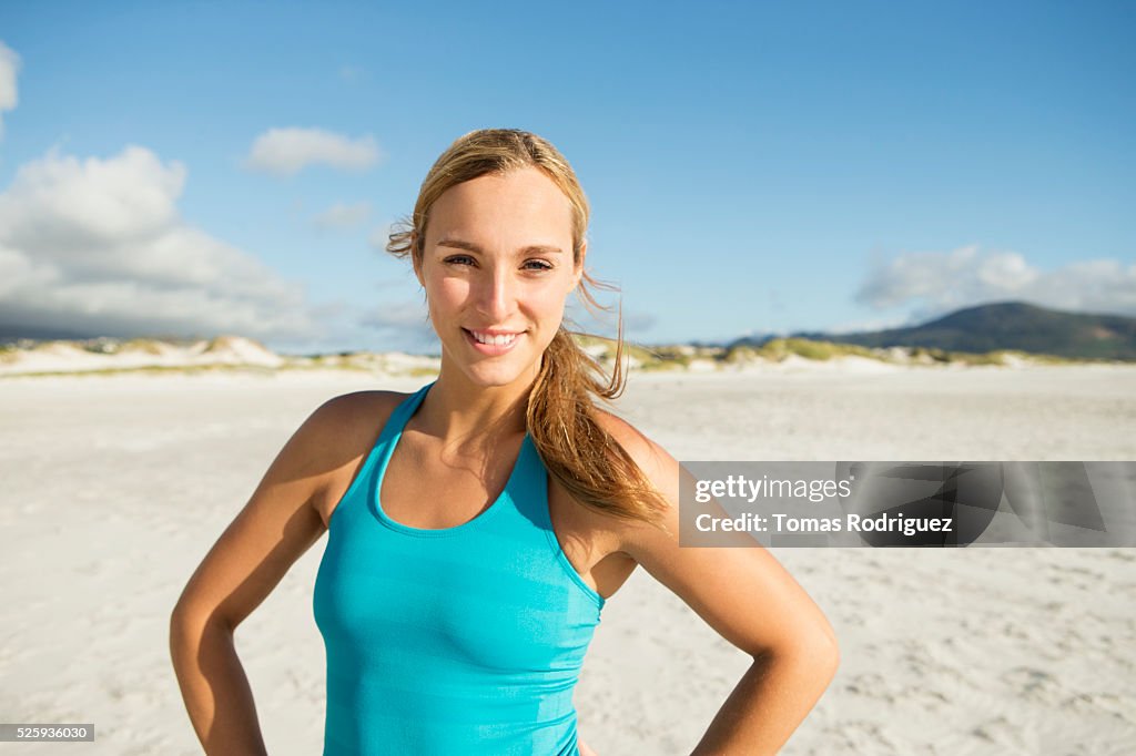 Portrait of smiling young adult woman