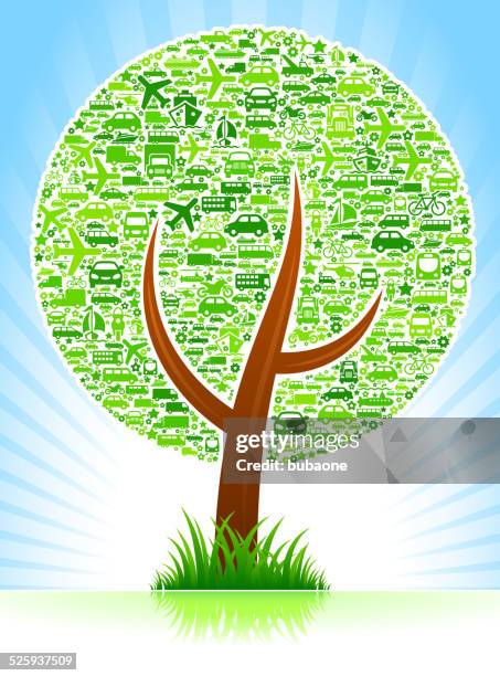 baum auf transport lizenzfreie vektor-muster - flugzeug seitlich himmel stock-grafiken, -clipart, -cartoons und -symbole