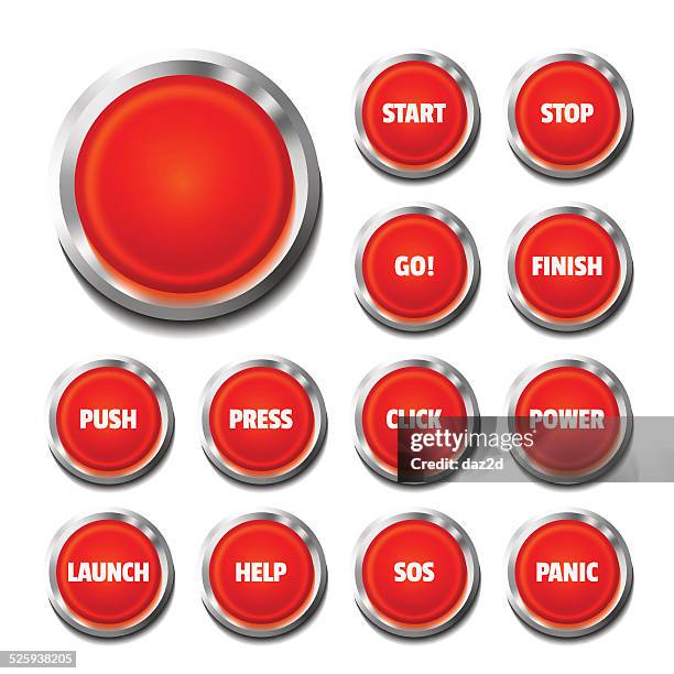 bildbanksillustrationer, clip art samt tecknat material och ikoner med red button set on white - inbrottslarm