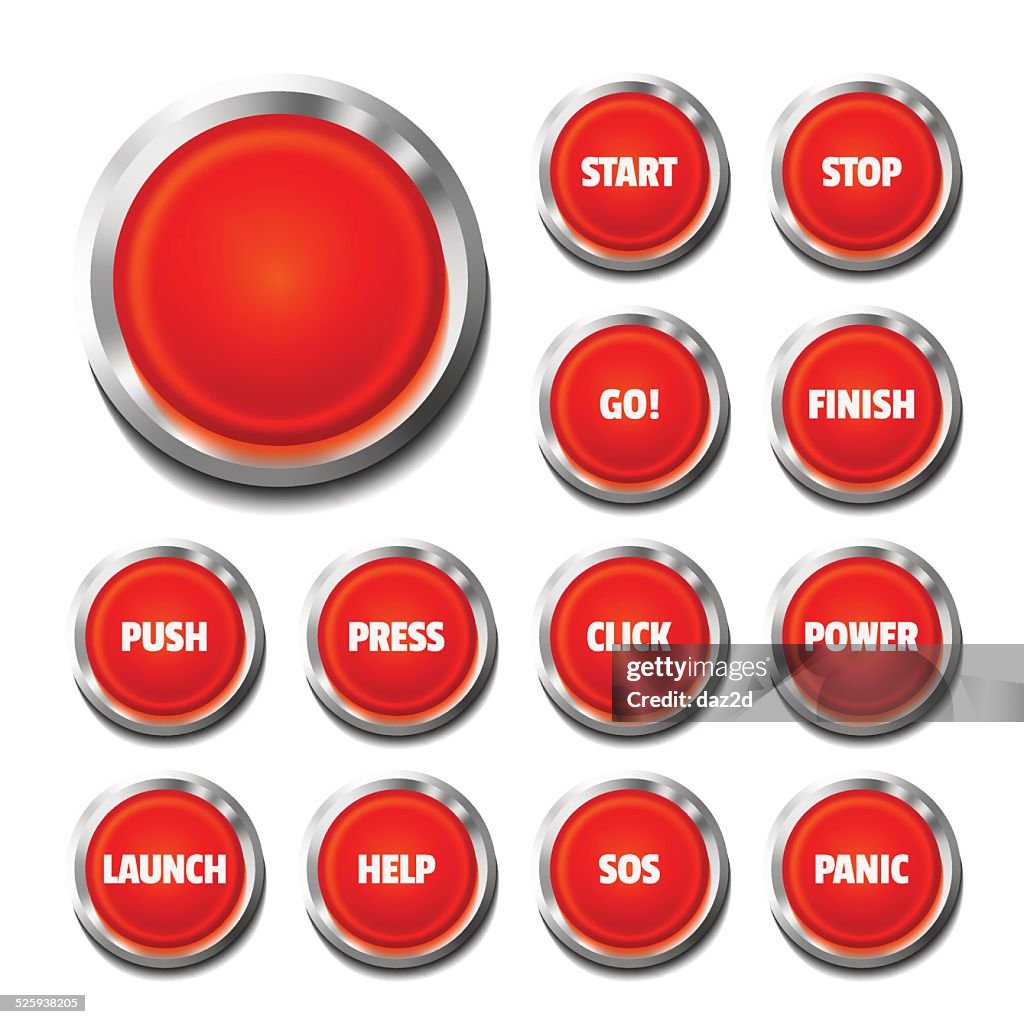 Red Button Set On White