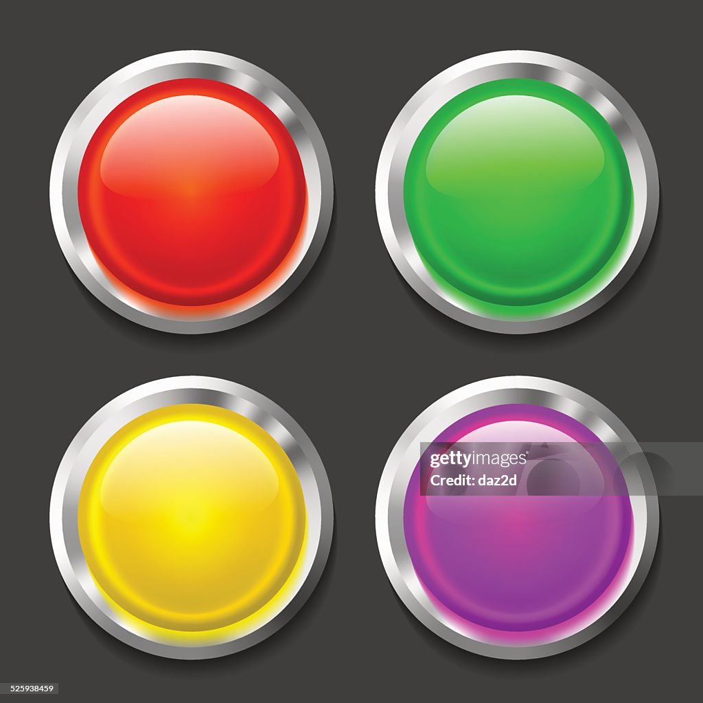 Color Glossy Button Set On Black