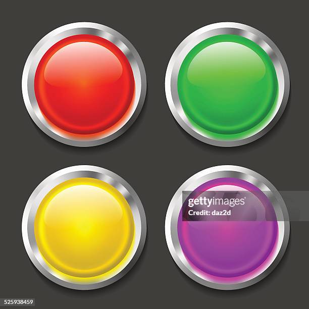 color glossy button set on black - panic button stock illustrations