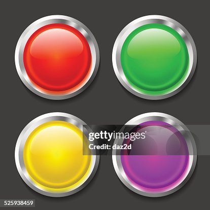 Color Glossy Button Set On Black Color Glossy Button Set On Black