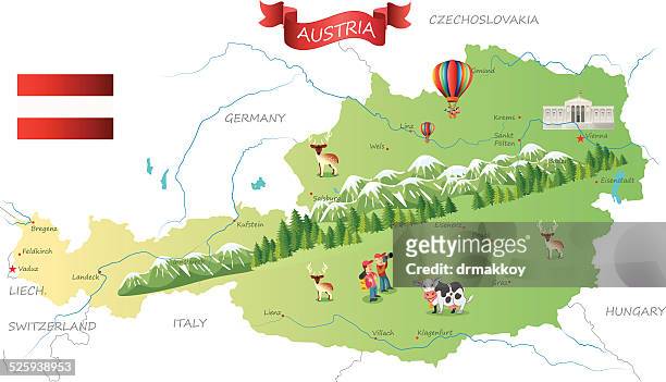 karte von österreich - österreich karte stock-grafiken, -clipart, -cartoons und -symbole