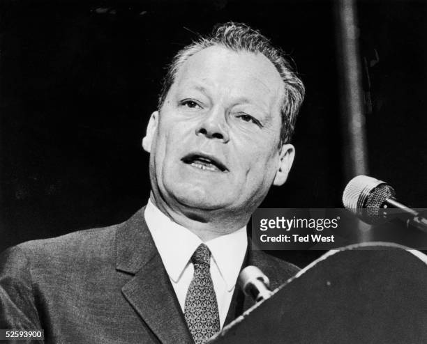 German Minister of Foreign Affairs Willy Brandt addresses a Socialist International Congress at Eastbourne, 16th June 1969.