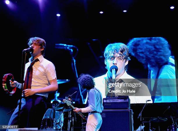 Ricky Wilson of The Kaiser Chiefs performs on stage, as support for Franz Ferdinand, at the second in a series of 5 charity gigs in aid of the...