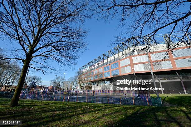 Community project where local children play football in the shadows of Villa Park the home stadium of Aston Villa