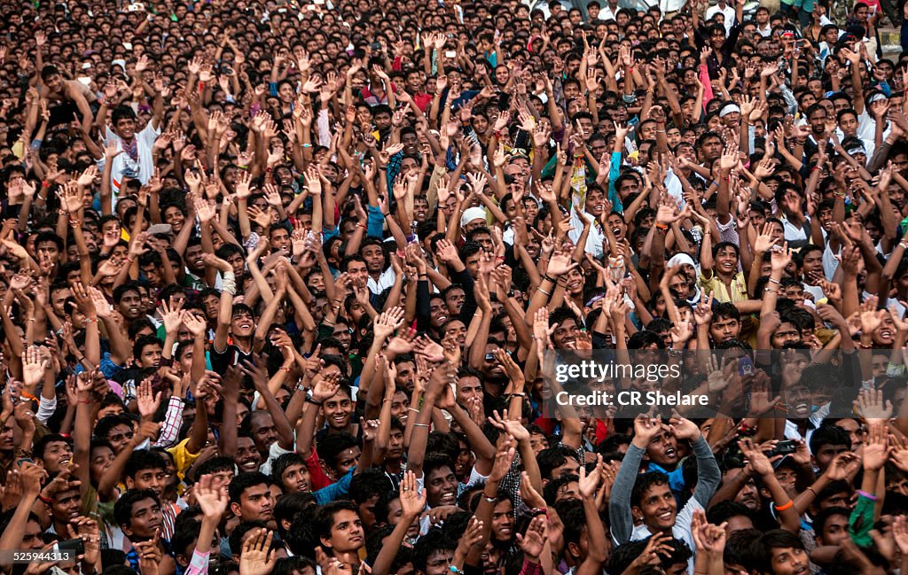 Crowd of young male  celebrating Janmashtami ( Dah