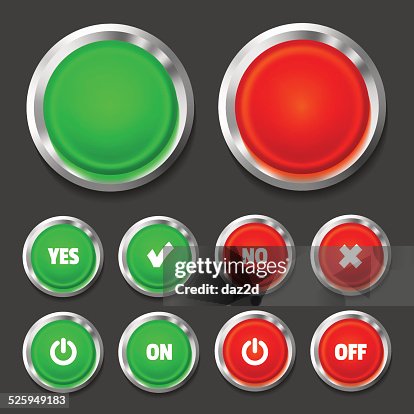 On Off Push Button Set High-Res Vector Graphic - Getty Images