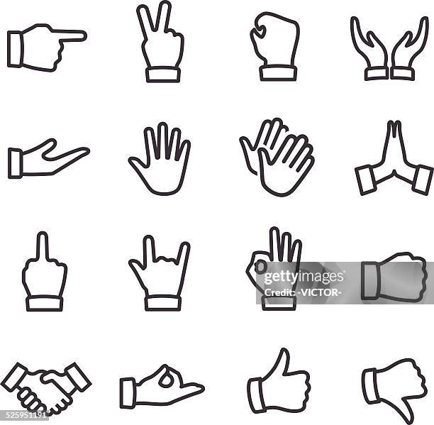 gesture icons - line series - clasped hands stock illustrations