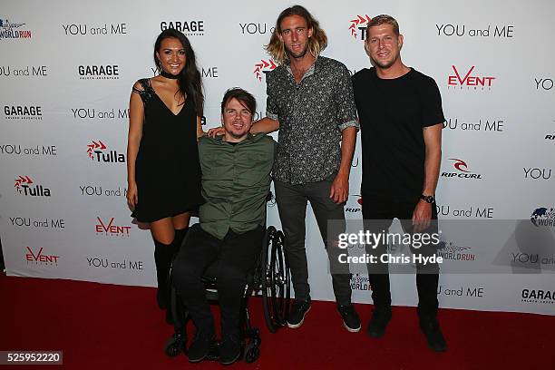 Kate Miller, Barney Miller, Matt Wilkinson and Mick Fanning arrive ahead of Gold Coast premiere of 'YOU and ME' at Event Cinemas Pacific Fair on...