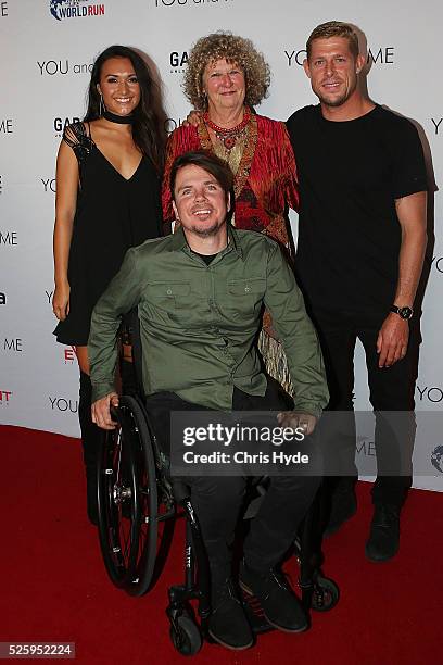 Kate Miller, Barney Miller and Mick Fanning arrive ahead of Gold Coast premiere of 'YOU and ME' at Event Cinemas Pacific Fair on April 29, 2016 in...