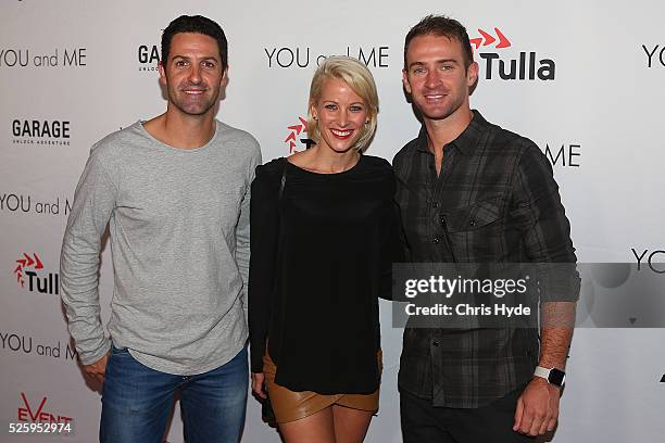 Jamie Whincup, Riana Crehan and Will Davidson arrive ahead of Gold Coast premiere of 'YOU and ME' at Event Cinemas Pacific Fair on April 29, 2016 in...