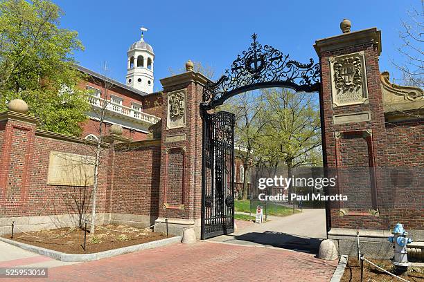 General view of the Gates of Harvard University, of which there are 26, on April 28, 2016 in Cambridge, Massachusetts.