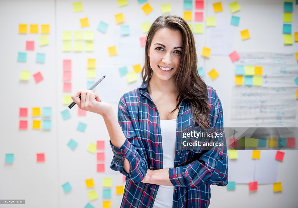 Woman writing notes