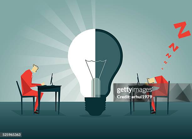 working, office interior, multi-tasking, bureaucracy, busy, depression - snoring stock illustrations