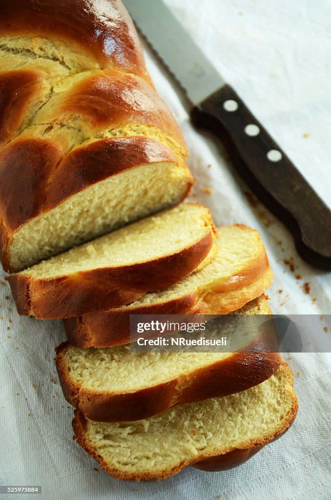 Rectangular Bread Braided Bread Shaped Rectangular And Cut In Pieces High-Res Stock Photo ...