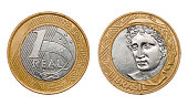 One real coin front and back faces