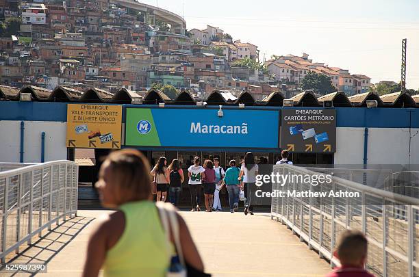 The entrance to the Maracana Metro station in Rio de Janeiro. The underground stop for the Estadio Jornalista Mario Filho / Maracana Stadium in Rio...