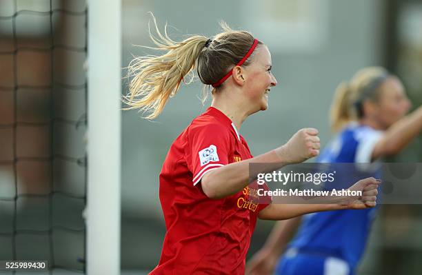 Corina Schroder of Liverpool Ladies celebrates after scoring a goal to make it 1-4