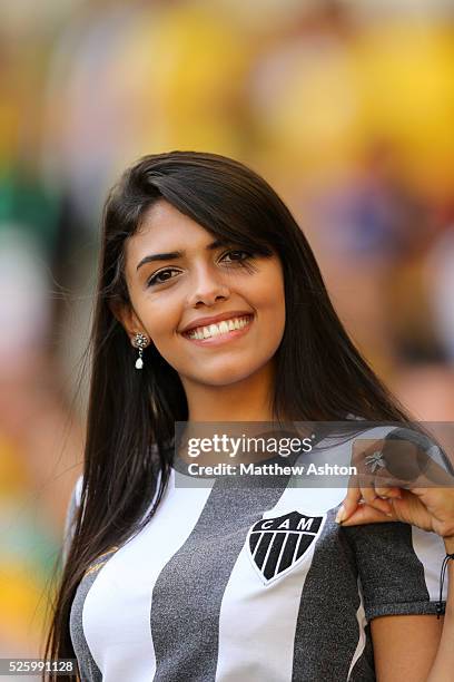 Female fan of Clube Atletico Mineiro in Belo Horizonte