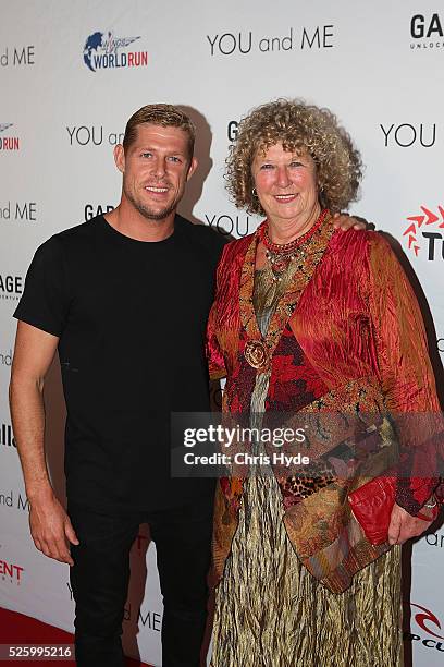 Mick Fanning and his mother Elizabeth arrive ahead of Gold Coast premiere of 'YOU and ME' at Event Cinemas Pacific Fair on April 29, 2016 in Gold...
