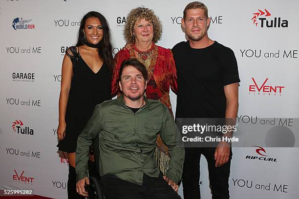 Kate Miller, Barney Miller, Mick Fanning and his mother Elizabeth arrive ahead of Gold Coast premiere of 'YOU and ME' at Event Cinemas Pacific Fair...