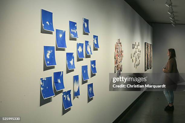 General view of the of the exhibition 'Hans-Peter Feldmann - retrospective' and 'Talents 37 - Borrowed Light by Bianca Pedrina' at Amerika Haus on...