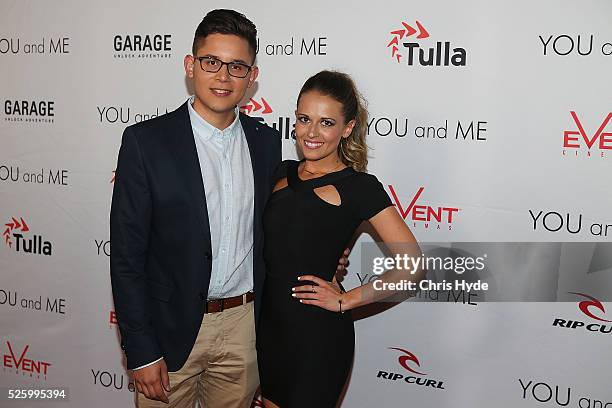 Lorenzo DeCampos and Taylor Montemarano arrive ahead of Gold Coast premiere of 'YOU and ME' at Event Cinemas Pacific Fair on April 29, 2016 in Gold...