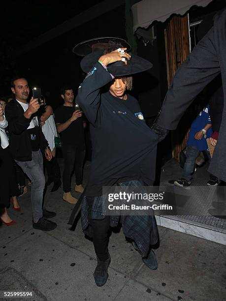 Jaden Smith is seen arriving at the 21st Gigi Hadid`s birthday party on April 29, 2016 in Los Angeles, California.