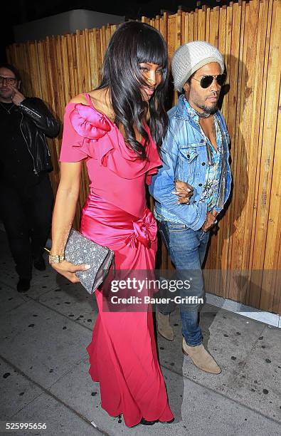 Naomi Campbell and Lenny Kravitz are seen arriving at the 21st Gigi Hadid`s birthday party on April 29, 2016 in Los Angeles, California.