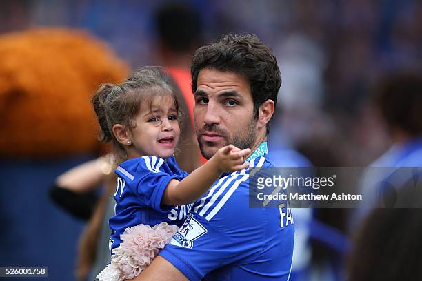 Cesc Fabregas of Chelsea with his daughter Lia