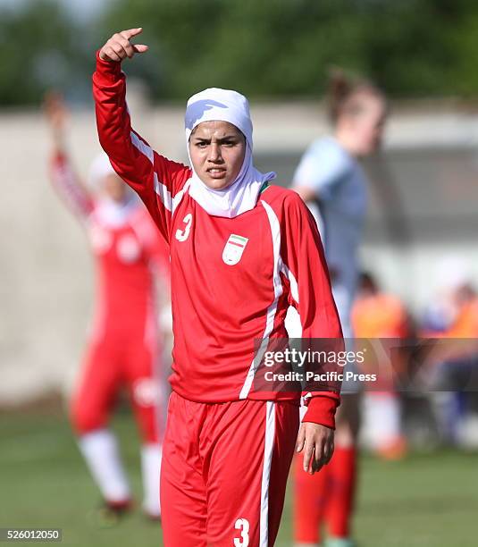 Neda Rezapourlori gestures during of Woman's U16 International Tournament match between England and Iran where England beats Iran with 2-0 score.