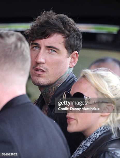 Jeremy McConnell attends the funeral of entertainer, producer and reality television star David Gest at Golders Green Crematorium on April 29, 2016...