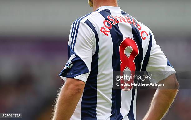 The back of Markus Rosenberg of West Bromwich Albion