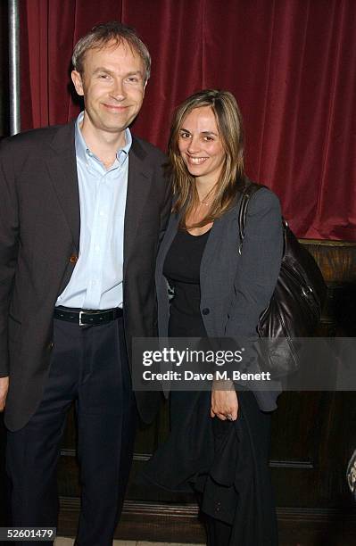 Luke Johnson and a guest attend the aftershow party following the press night at Wyndham's Theatre for "The Vagina Monologues," a successful...