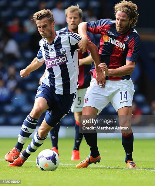 Markus Rosenberg of West Bromwich Albion and Cesare Natali of Bologna