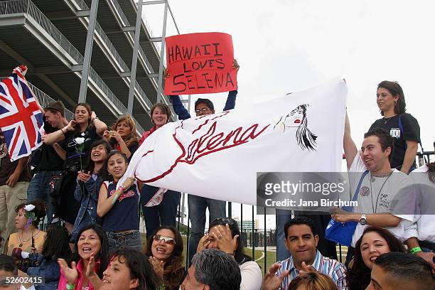 Fans of Selena and the performers show their support at the "Selena Vive" tribute concert, April 7 Reliant Stadium, Houston, Texas. Many of the stars...