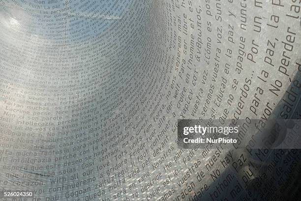 Photo taken on March 8, 2016 shows the Memorial dedicated to the victims of 2004 March 11 terrorist attacks at Atocha railway station, in Madrid,...