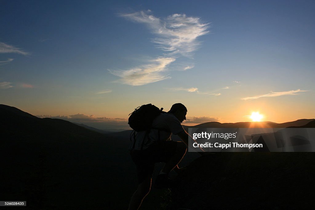 Hiker at sunset