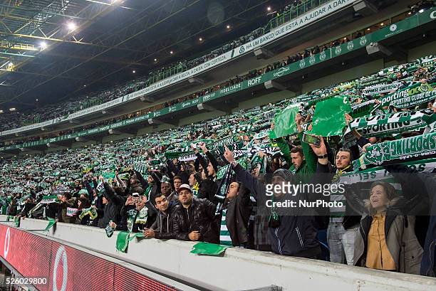 Followers os SCP during the Portuguese League football match between Sporting CP and SL Benfica at Jose Alvalade Stadium in Lisbon on March 5, 2016.