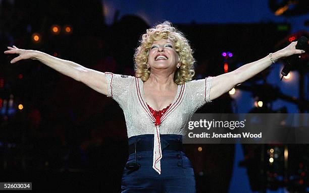 Singer Bette Midler performs live in concert at the Boondall Entertainment Centre on April 8, 2005 in Brisbane, Australia.