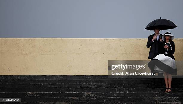 Wind and rain at Punchestown racecourse on April 29, 2016 in Naas, Ireland.