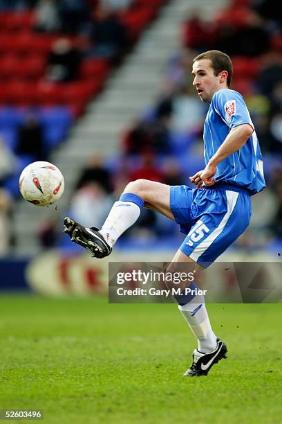 David Wright of Wigan Athletic in action during the Coca Cola Championship match between Wigan Athletic and Millwall held at the JJB Stadium, Wigan...