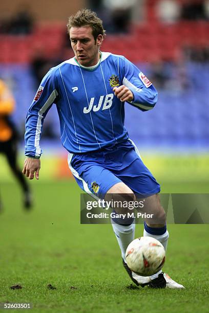 David Graham of Wigan Athletic in action during the Coca Cola Championship match between Wigan Athletic and Millwall held at the JJB Stadium, Wigan...