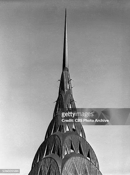 Chrysler Building spire with television antennae. Image dated December 13, 1945.